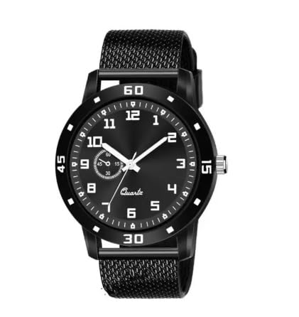 Auron Black Dial PU Strap Stylish Analog Watch for Men – Elegant & Durable Design
