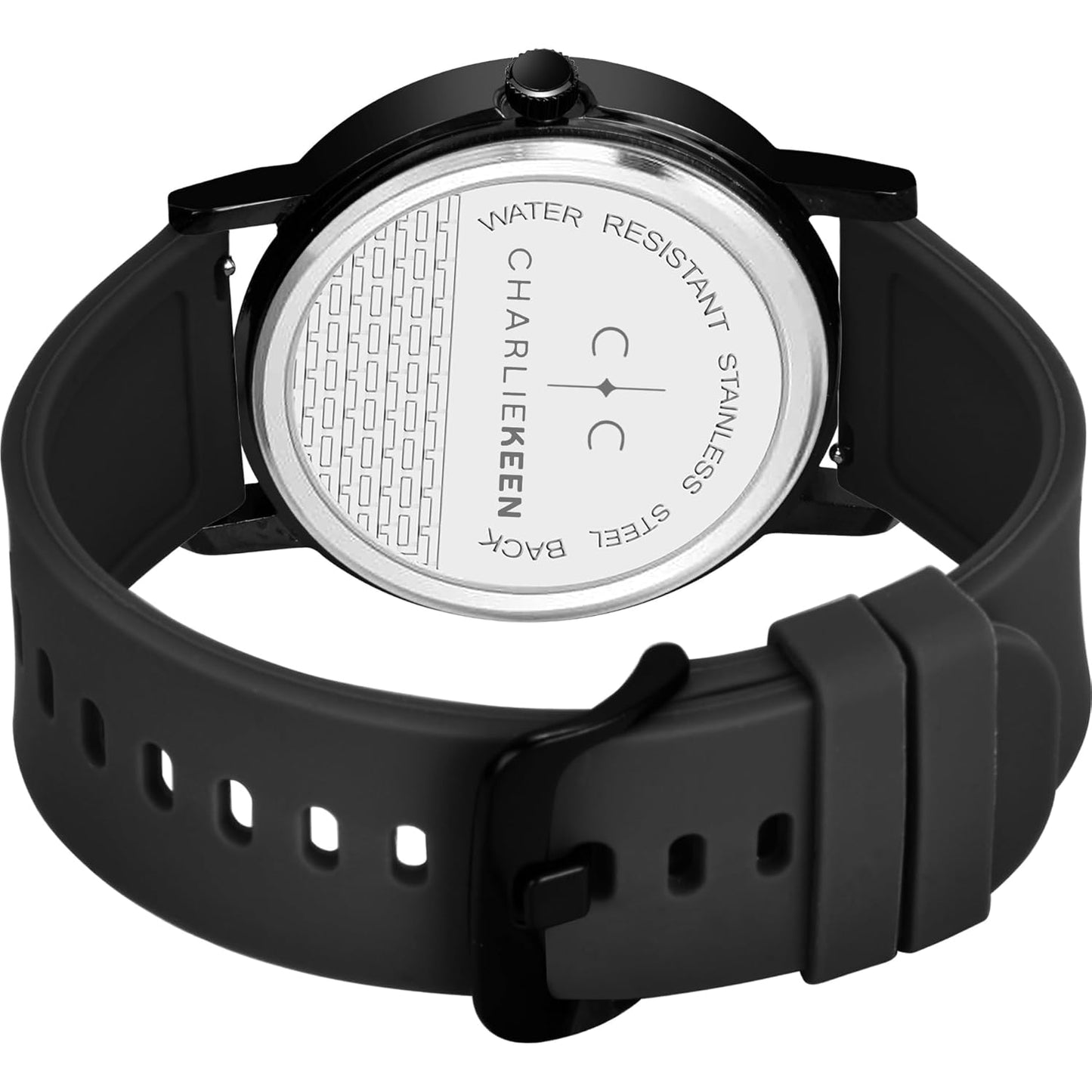 ChronoCraft Wrist Watch, Analogue, Day & Date Display, Black Silicone Strap for Men