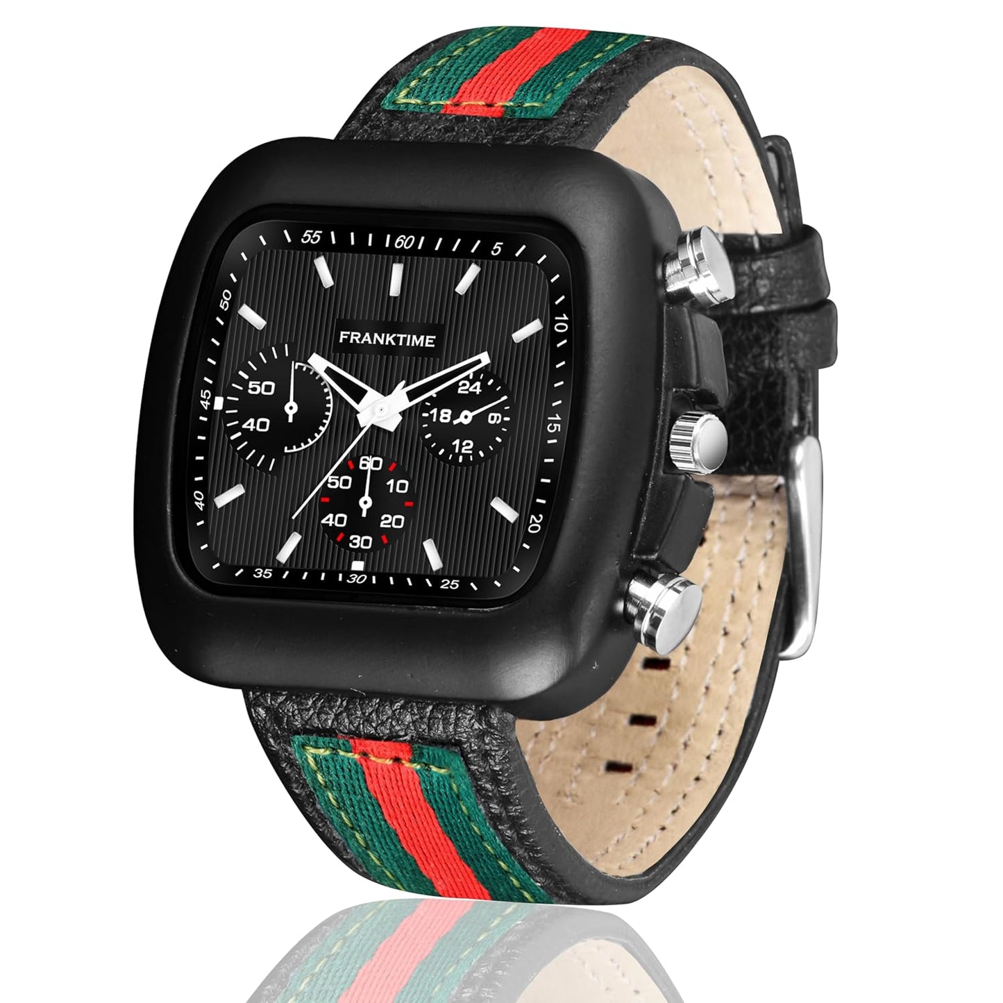 Fynkron Enlighter Square Series Analog Watch for Men with Premium Leather Strap