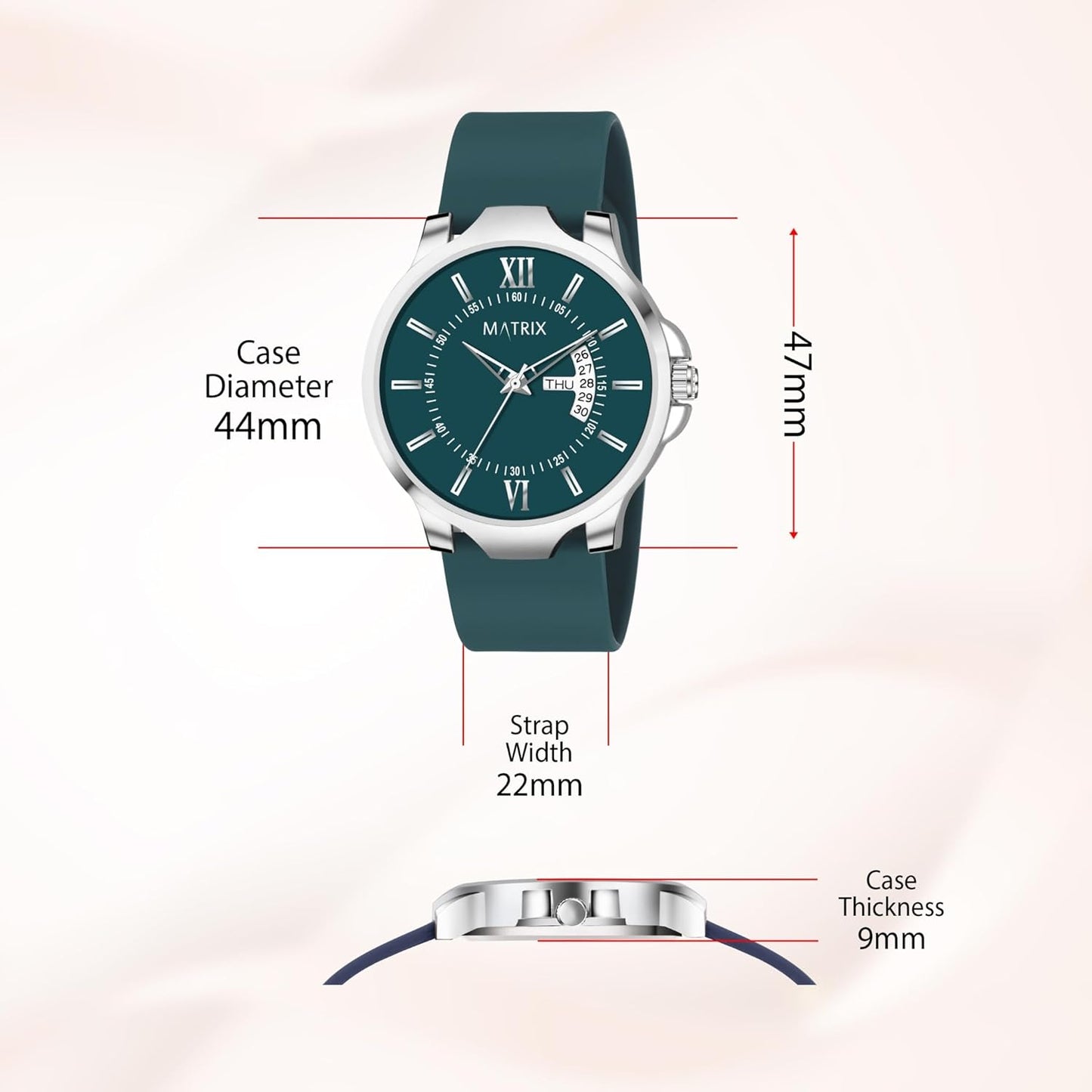 Magnetix Antique 2.0 Day & Date Silicone Strap Analog Watch