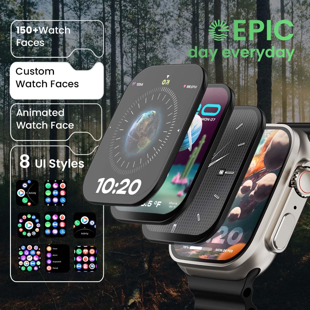 Grovian Crown Smart Watch 1.95'' Display, BT Calling