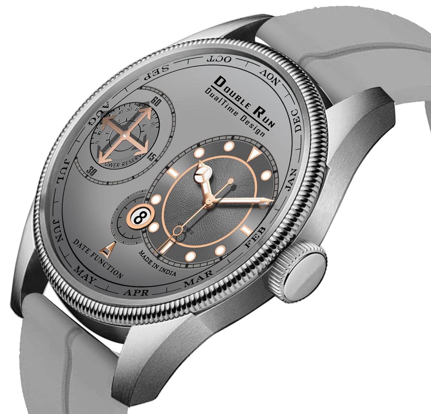 DuraTime Honograph Date Display Radium Dial Analog Silicone Magnetic Strap Watch