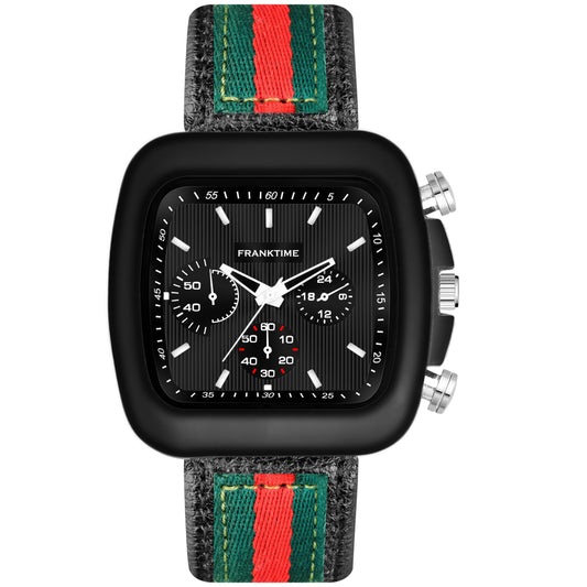 Fynkron Enlighter Square Series Analog Watch for Men with Premium Leather Strap