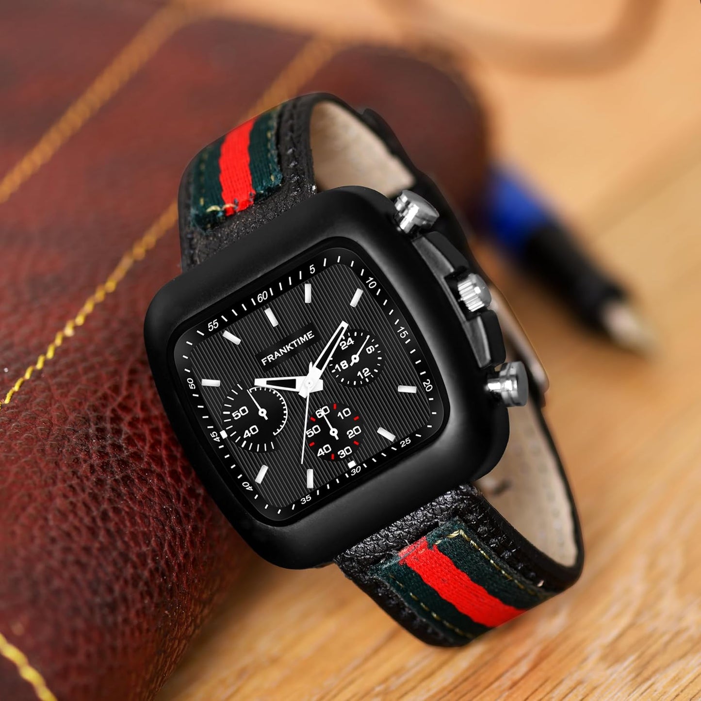 Fynkron Enlighter Square Series Analog Watch for Men with Premium Leather Strap