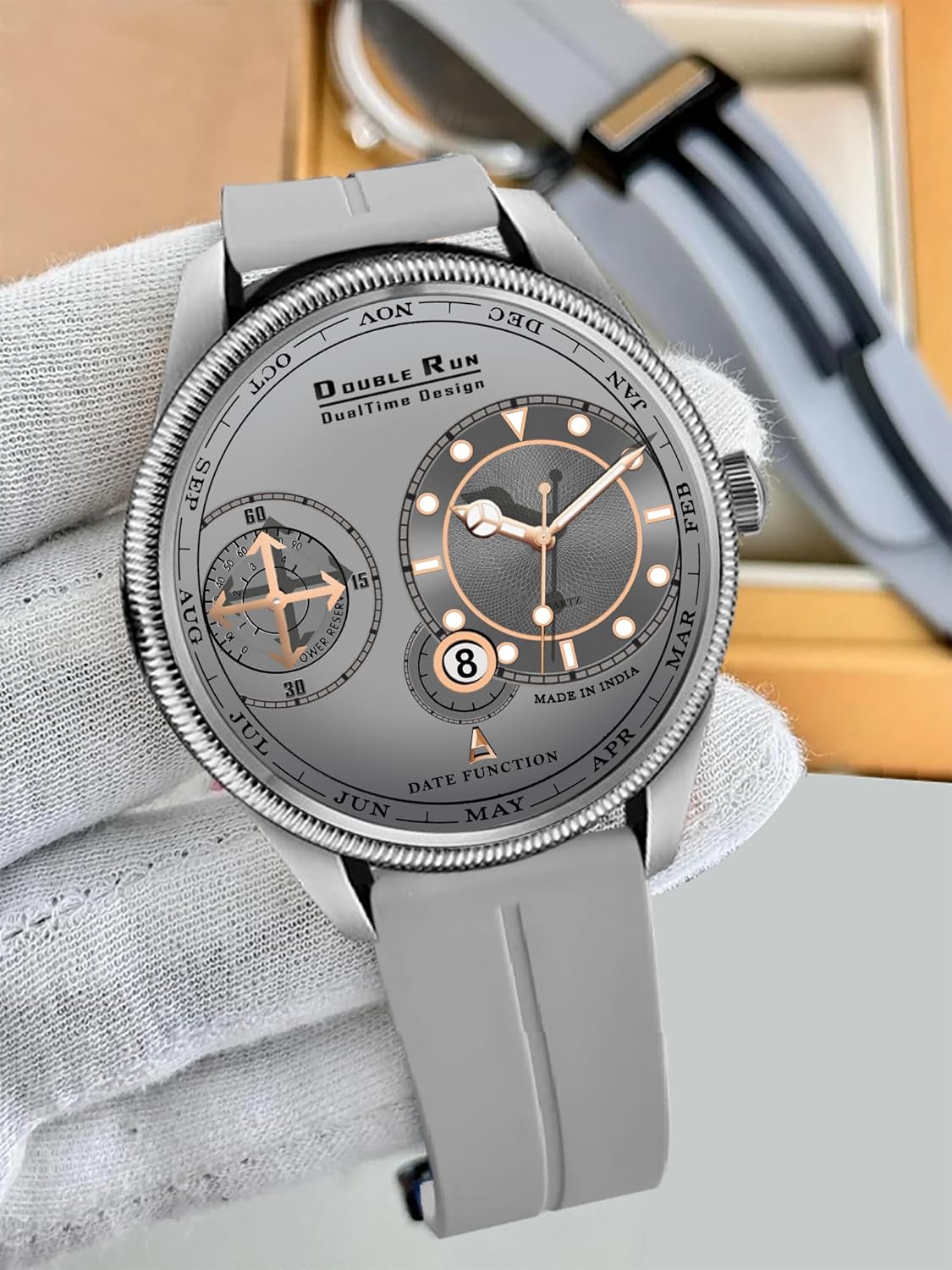 DuraTime Honograph Date Display Radium Dial Analog Silicone Magnetic Strap Watch